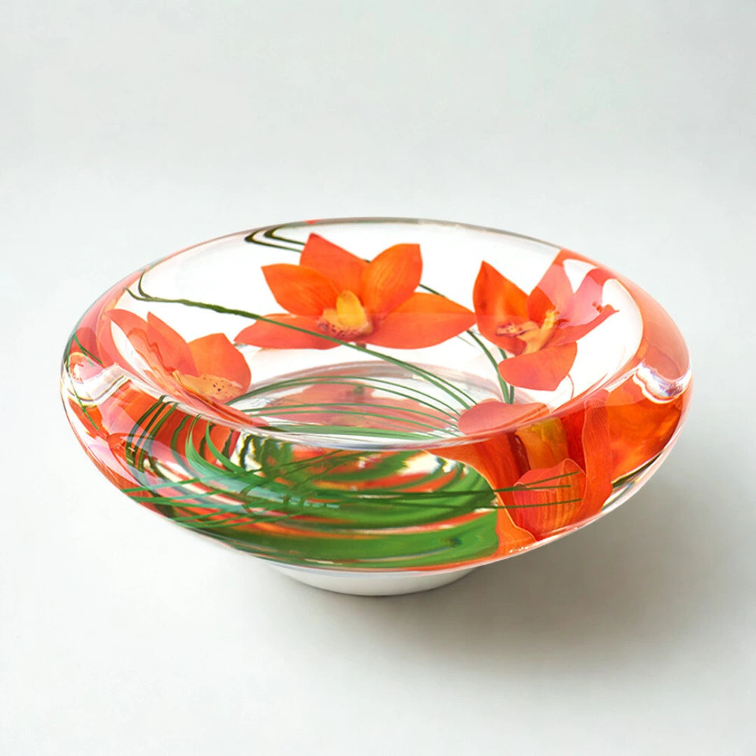 Orange Cymbidium Flower Bowl