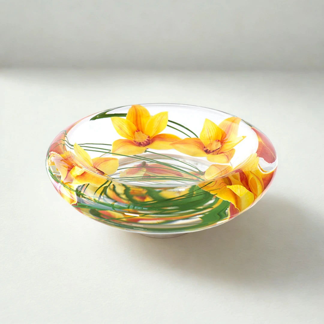 Yellow Cymbidium Flower Bowl