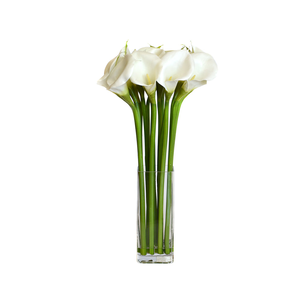 White Calla Lily Glass Vase • 2 Sizes