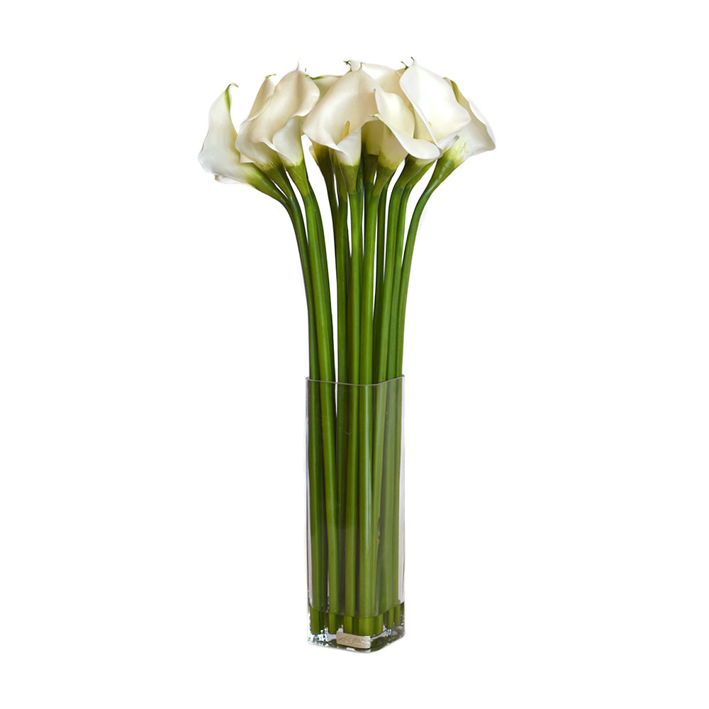 White Calla Lily Glass Vase • 2 Sizes