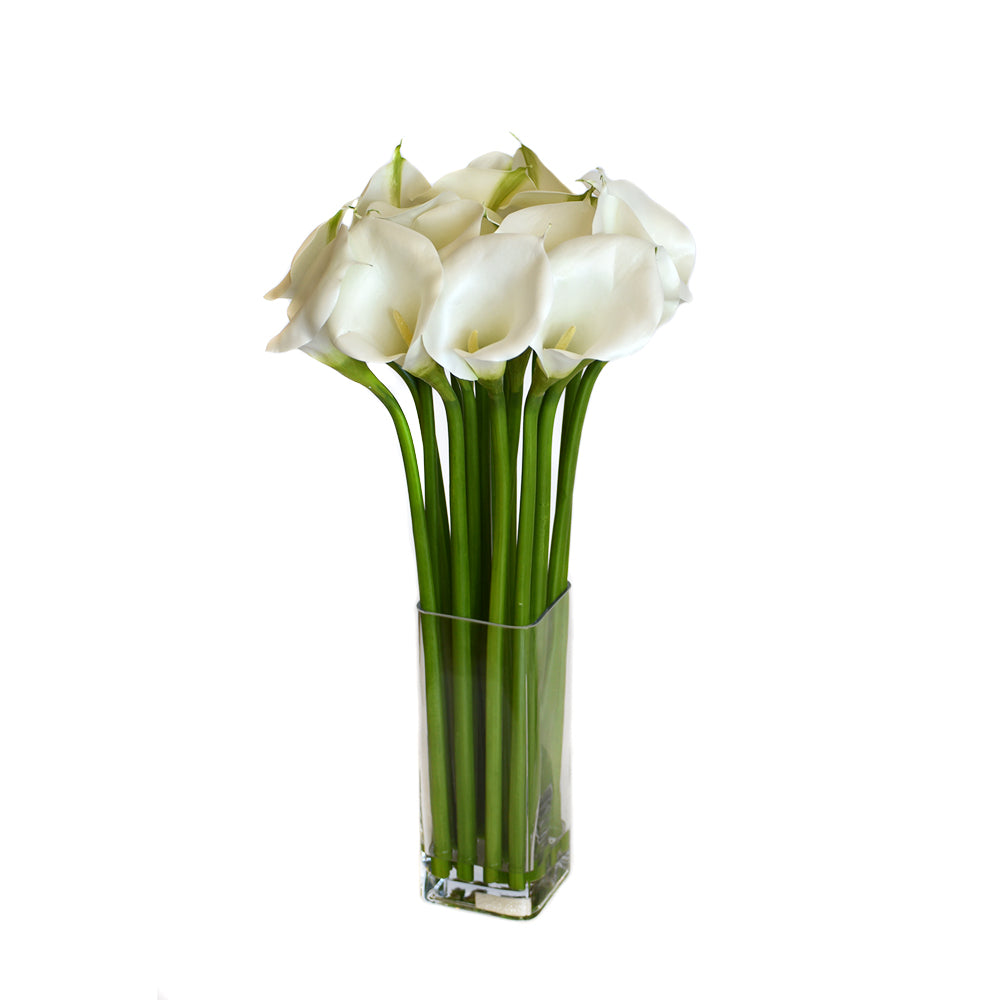 White Calla Lily Glass Vase • 2 Sizes