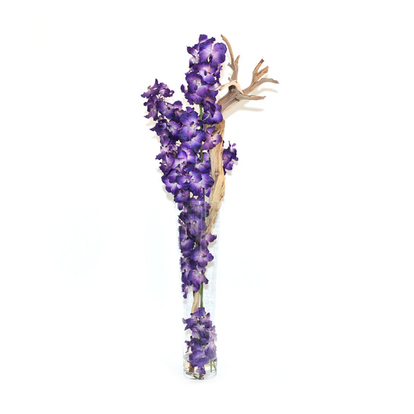 Purple Vanda Plant & Wood 39"H Cylinder