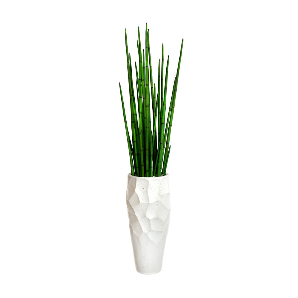 artificial snake grass plant white pot Snake Grass Plant Geometric Concrete Vase
