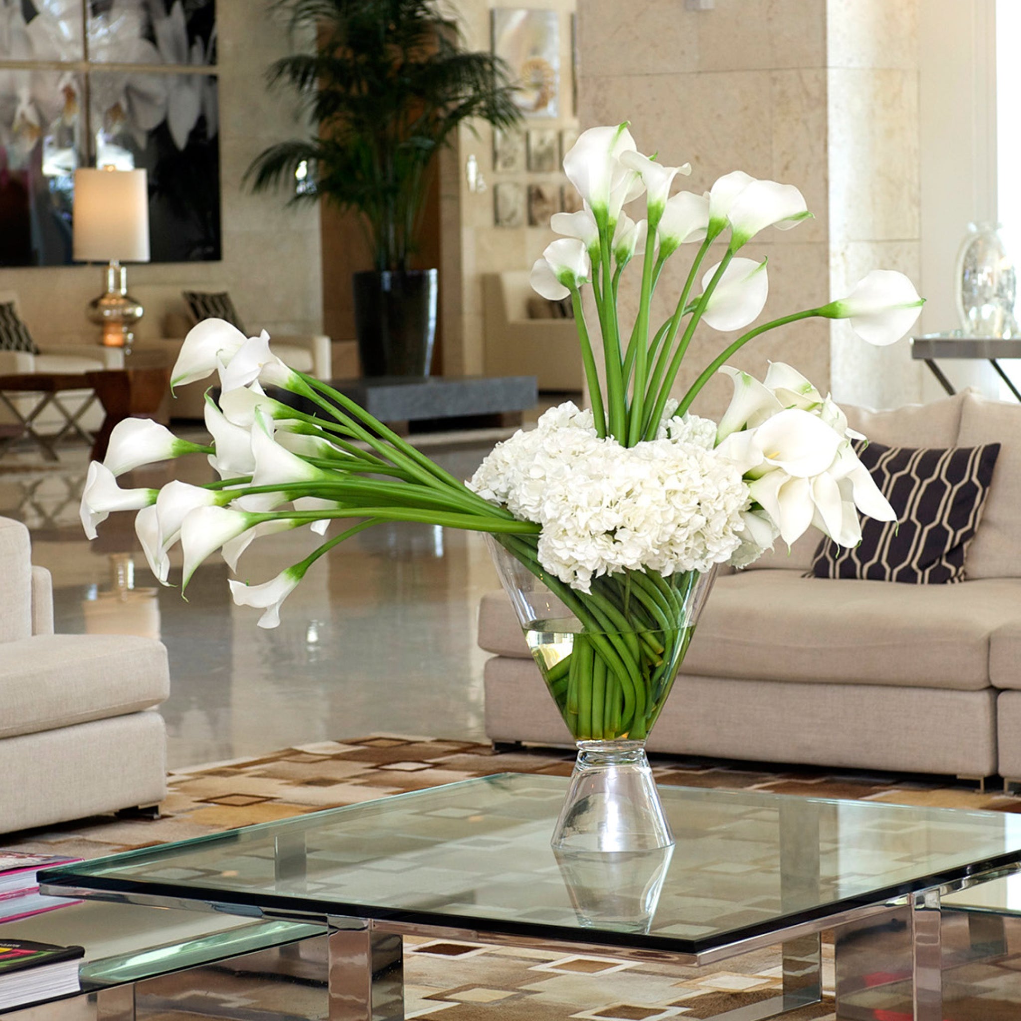 white calla lily vase Calla Lily & Hydrangea 20" Flare Vase