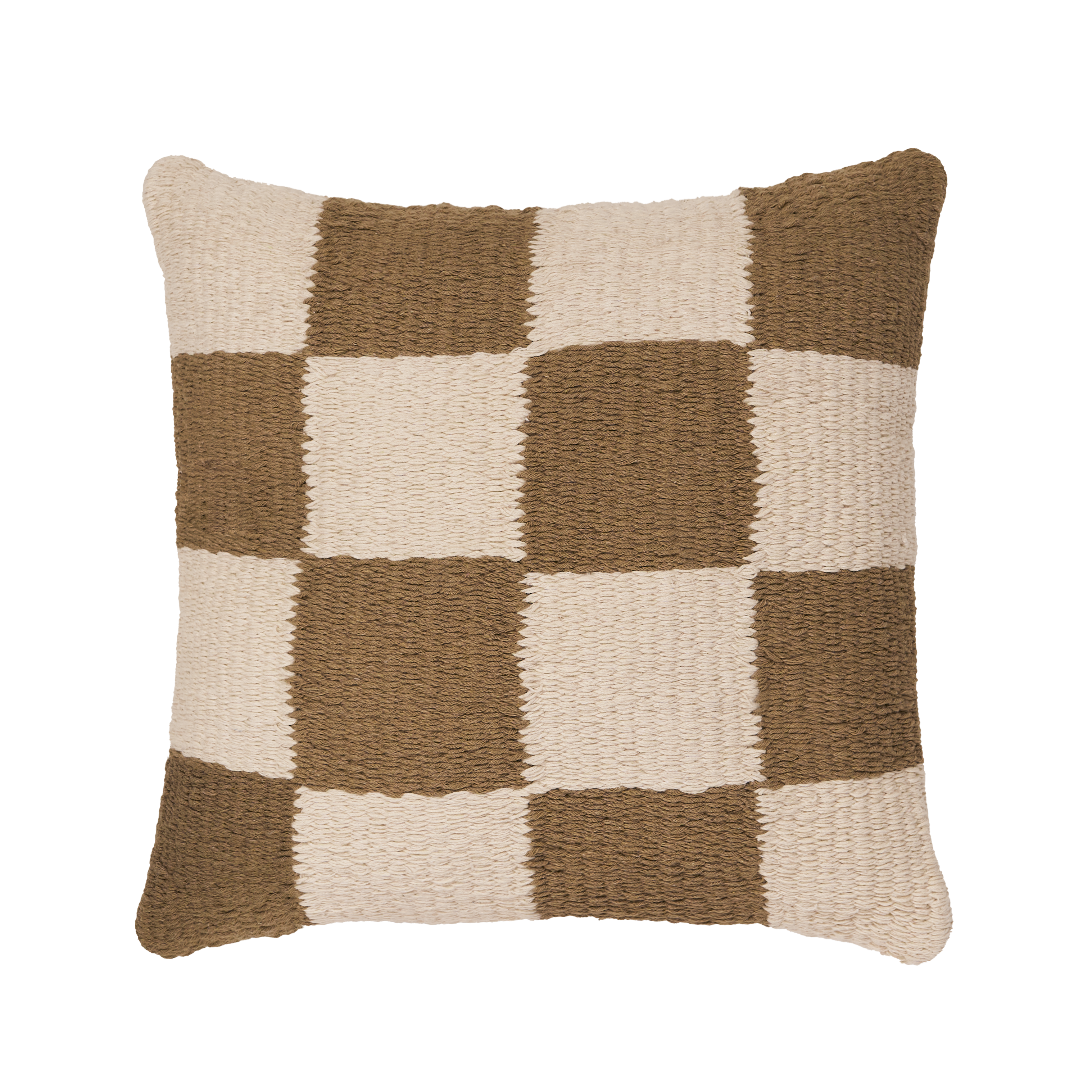 Beige and White Checkered Pillow