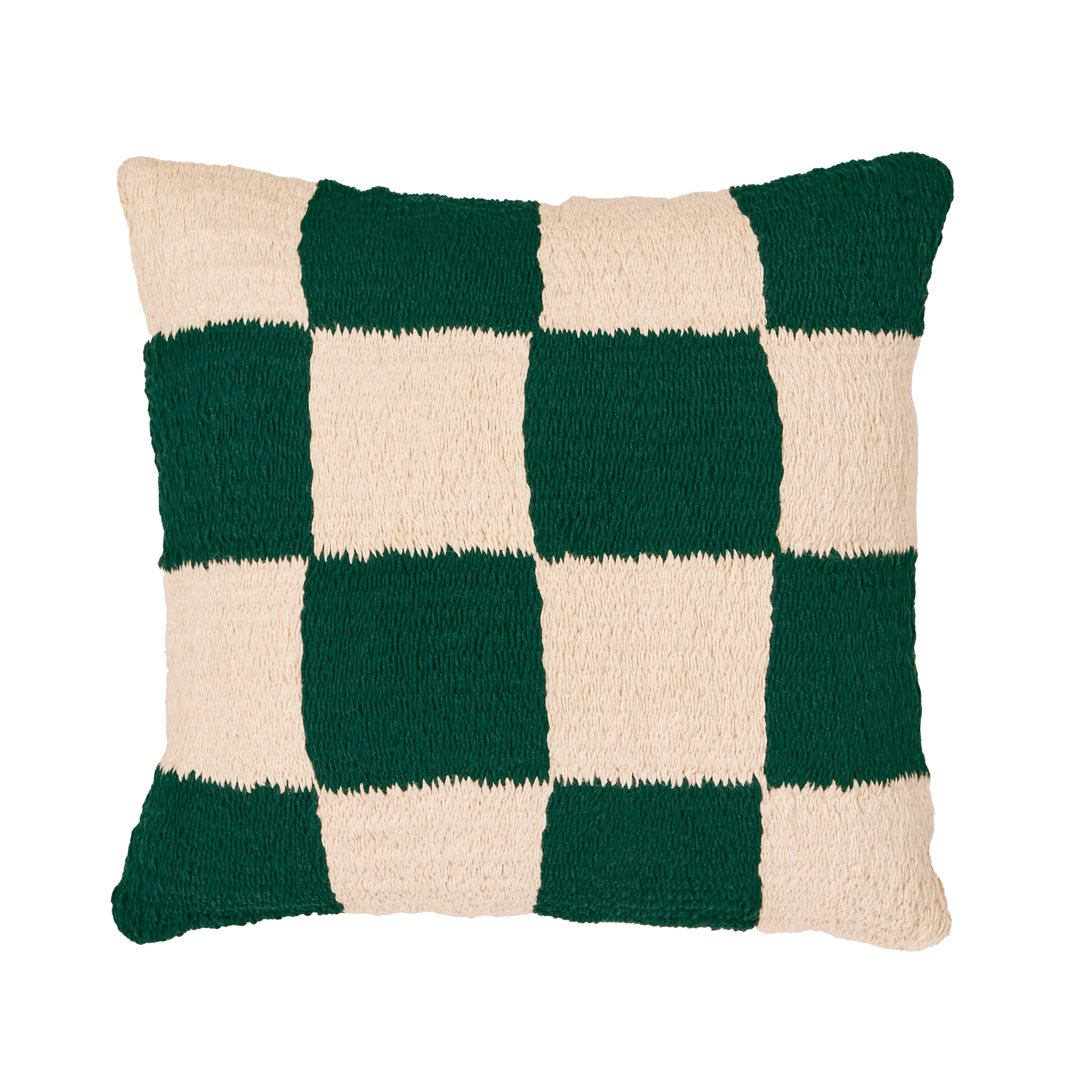 Green and White Checkered Pillow