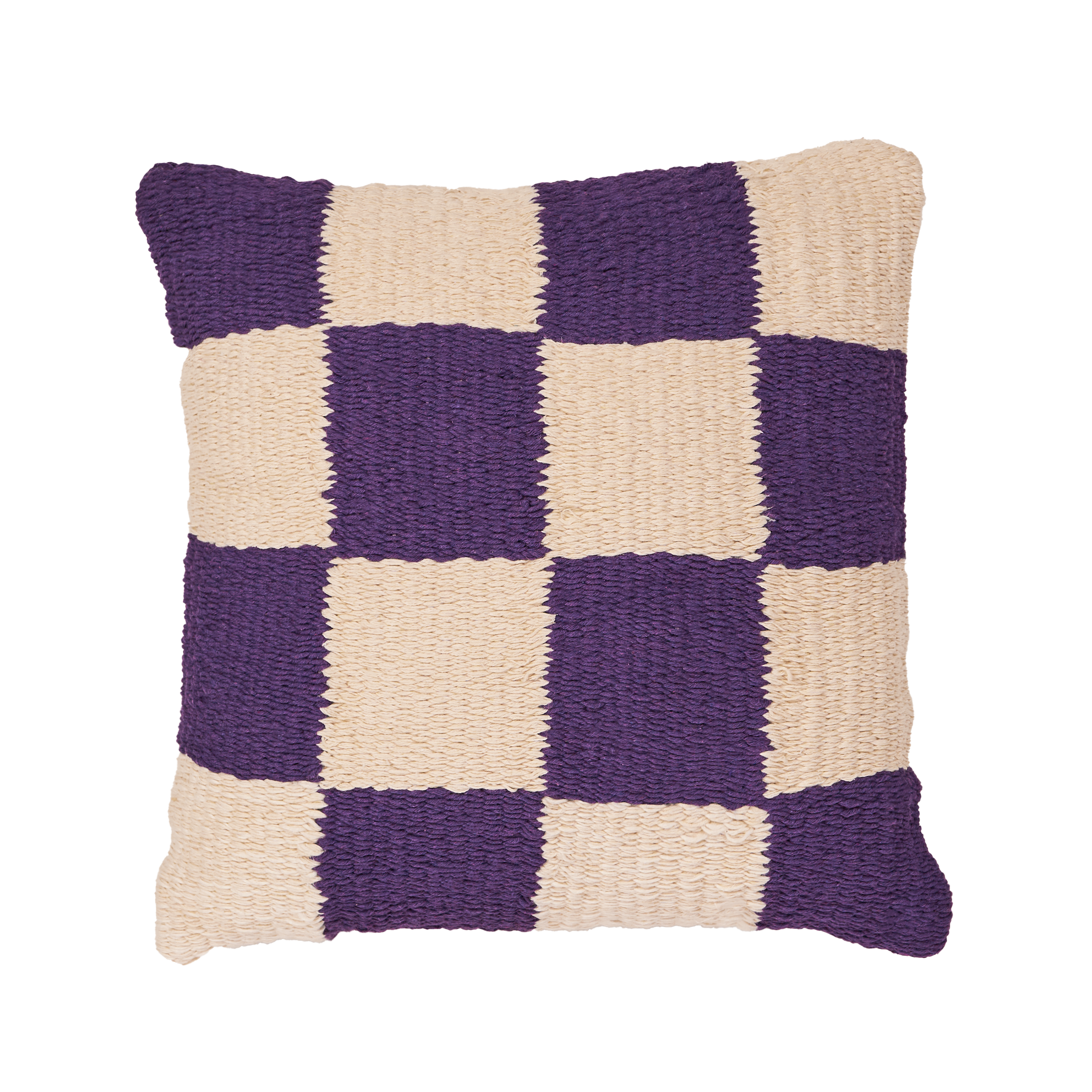 Purple and White Checkered Pillow