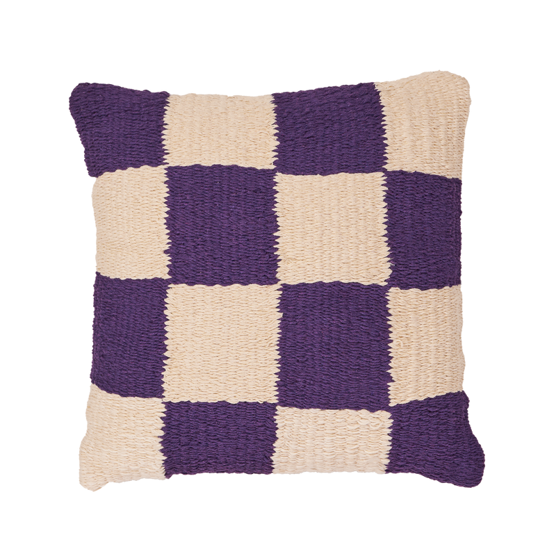 Purple and White Checkered Pillow