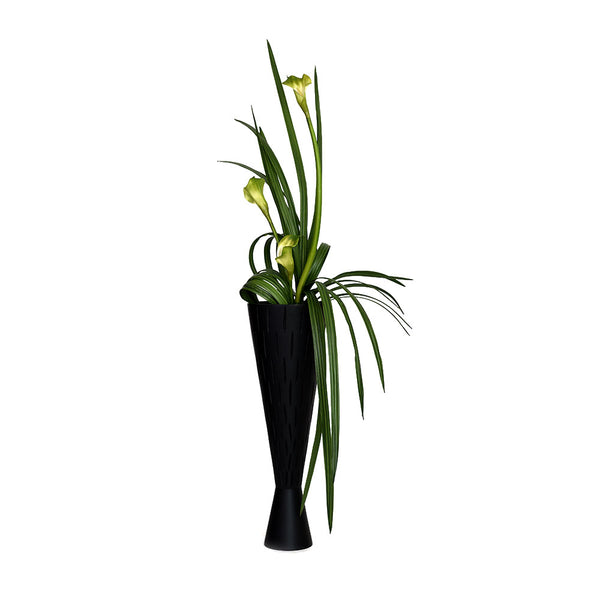 GR Calla Lily W/Cymbidium Leaf Magnum Carved Tall Vase 30"H