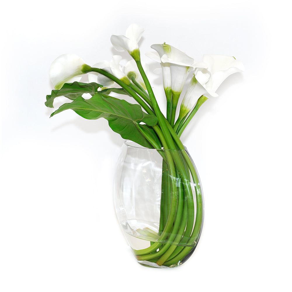 White Calla Lily 13" Moon Vase