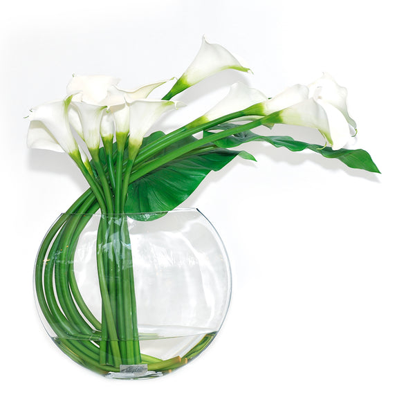 White Calla Lily 13" Moon Vase