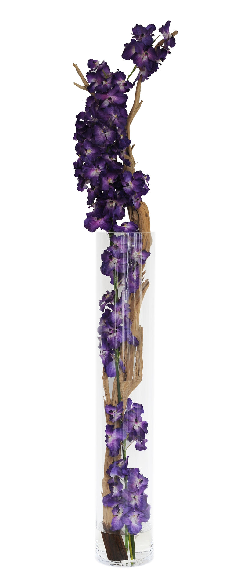 Purple Vanda & Driftwood 55"H Cylinder