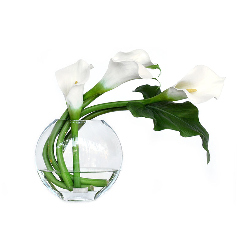 White Calla Lily 10" Moon Vase