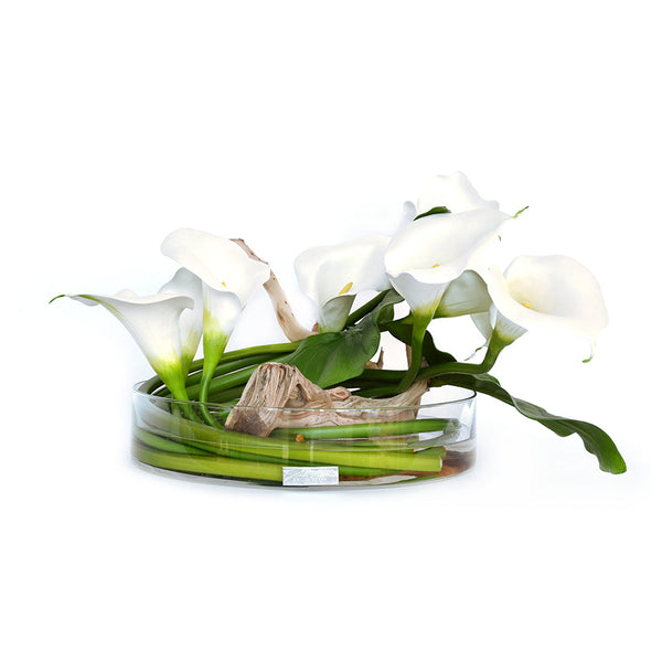 White Calla Lily & Driftwood Heritage Bowl