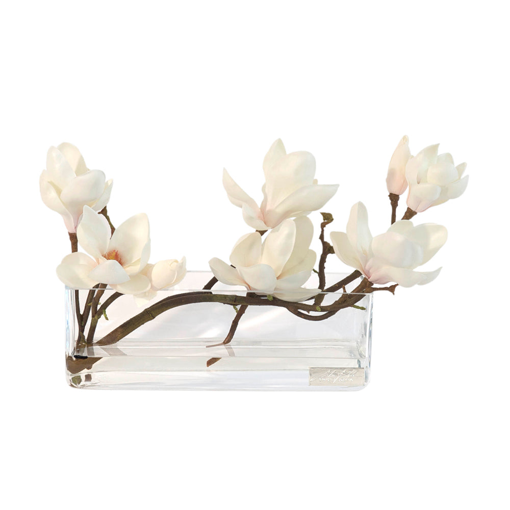 Champagne Magnolia in 12" Rectangle Vase