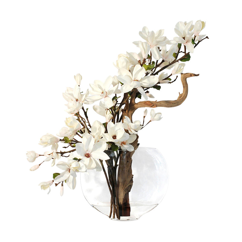 Champagne Magnolia & Wood in Moon Vase • 2 Sizes