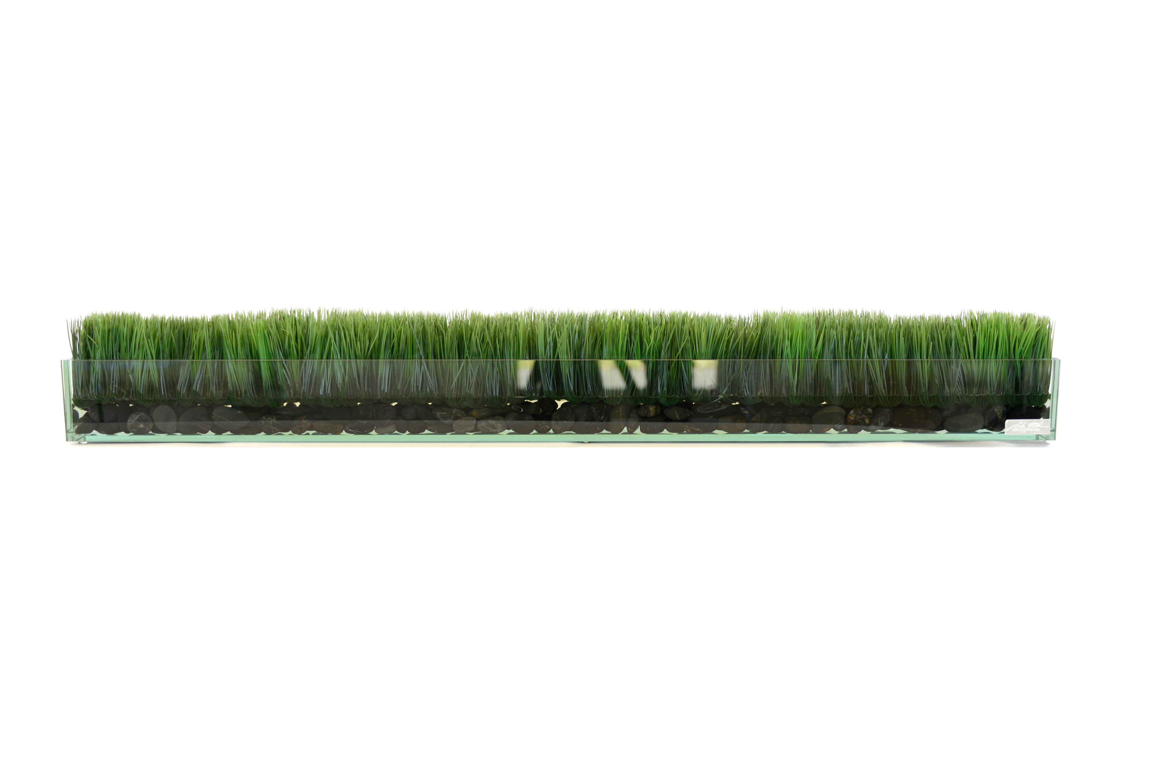 Grass & Stones in 48" Glass Plate Planter