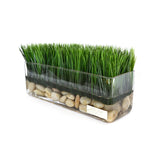 Grass & Stones in 12" Rectangle Vase • 2 Color Stones