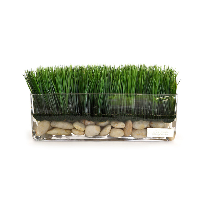Grass & Stones in 12" Rectangle Vase • 2 Color Stones