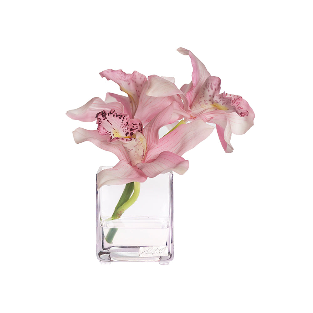 Pink Cymbidium Square Vase