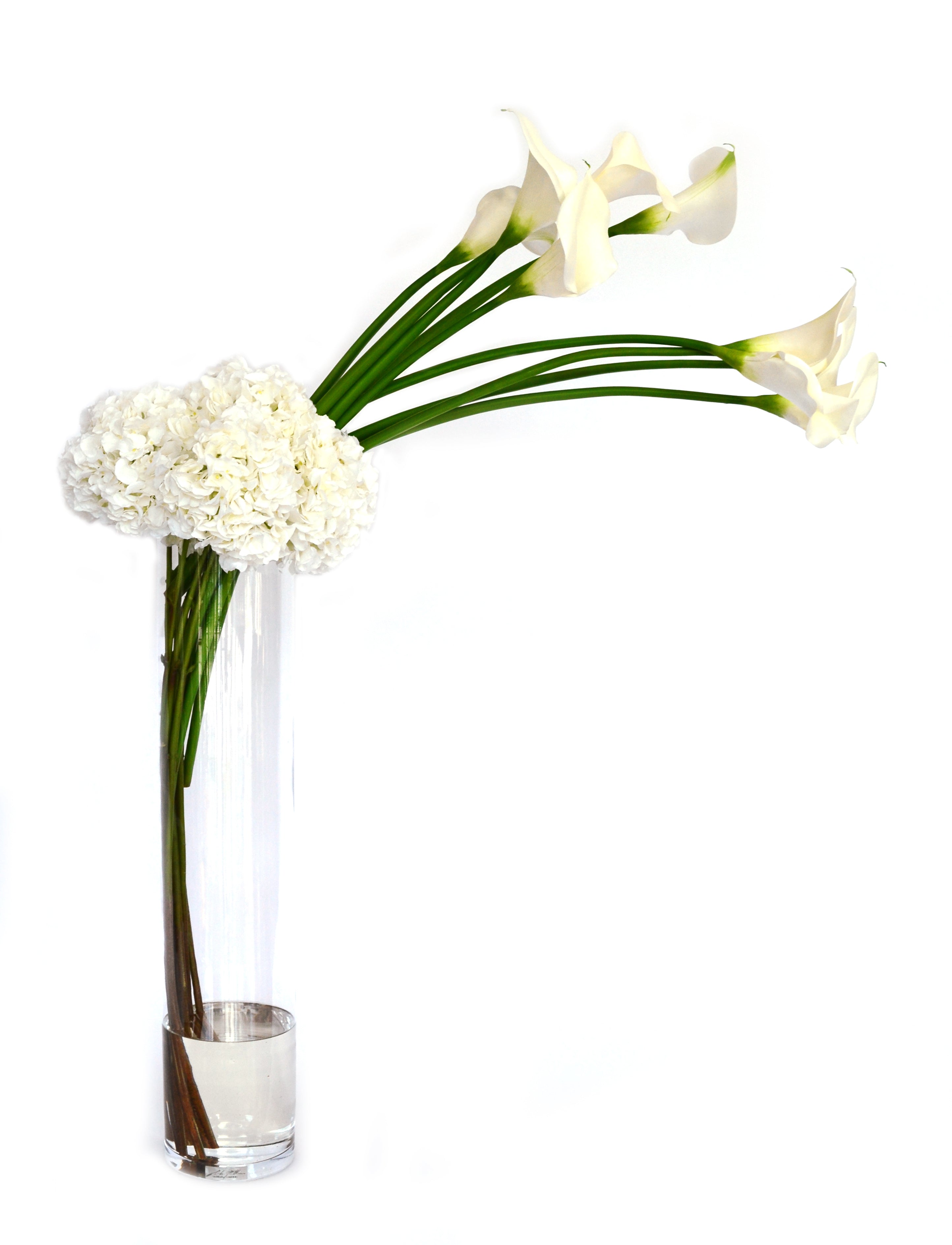 Calla Lily & Hydrangea 36" Cylinder