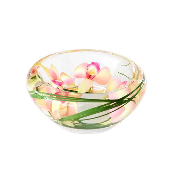 Light Green & Pink Dendrobium Flower Bowl