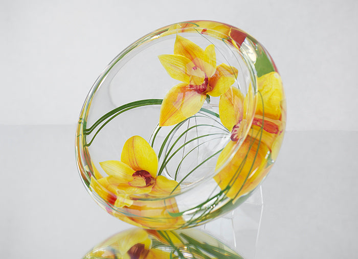 Yellow Cymbidium Flower Bowl