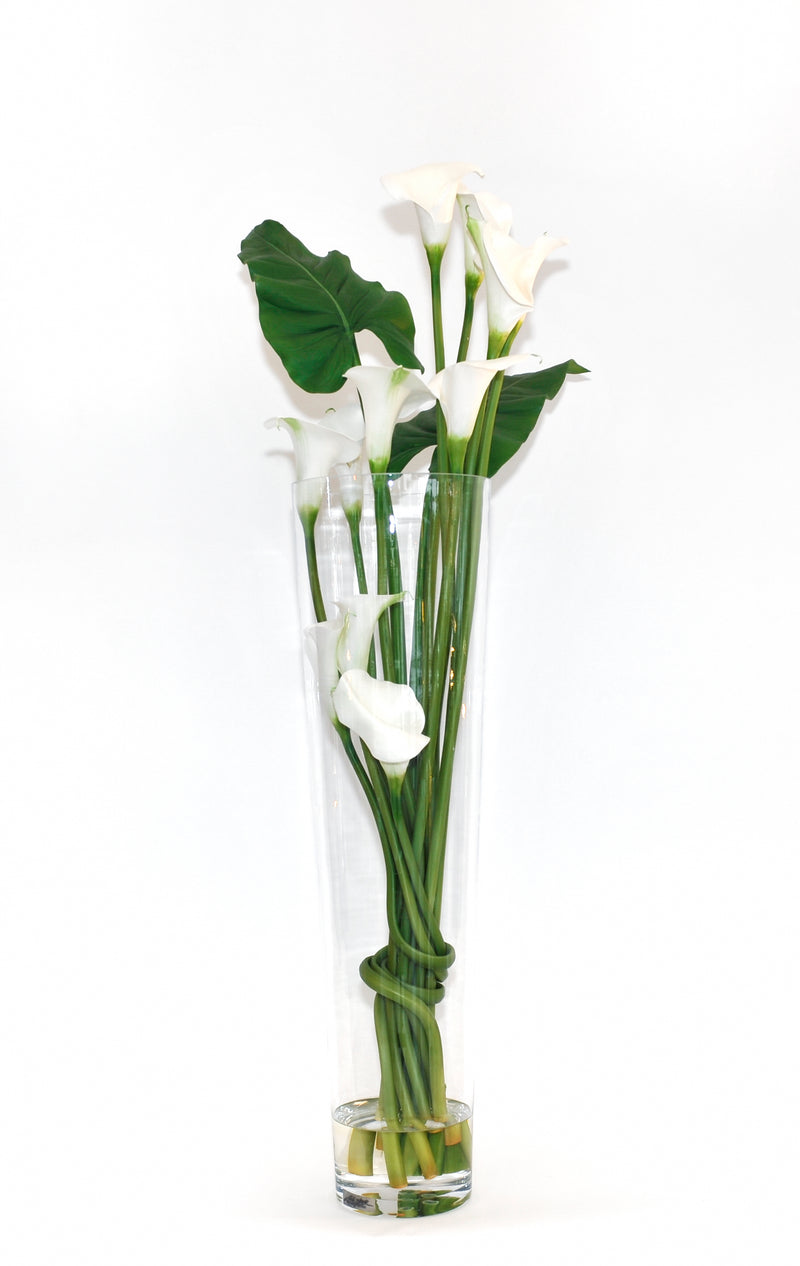 White Calla Lily  Cylinder Vase