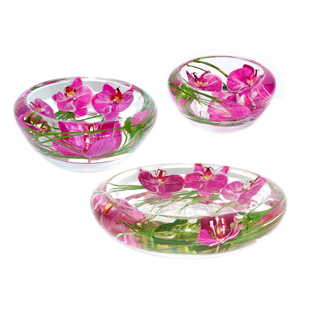 Fuchsia Phalaenopsis Flower Bowls Set