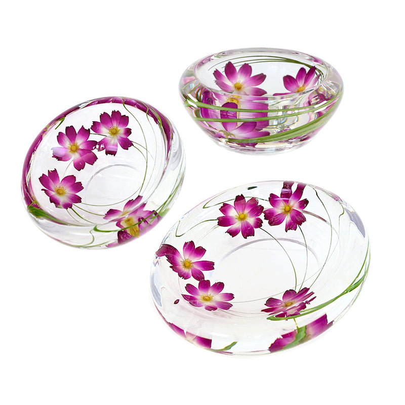 Purple Cosmo Flower Bowls Set of 3