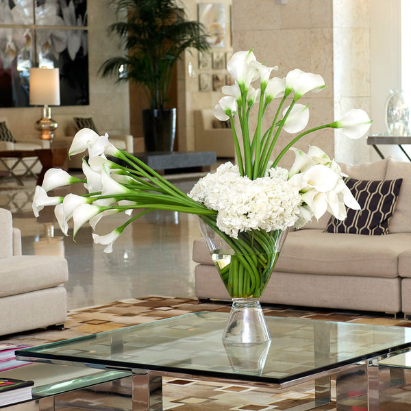 white calla lilies wholesale Calla Lily & Hydrangea 20" Flare Vase
